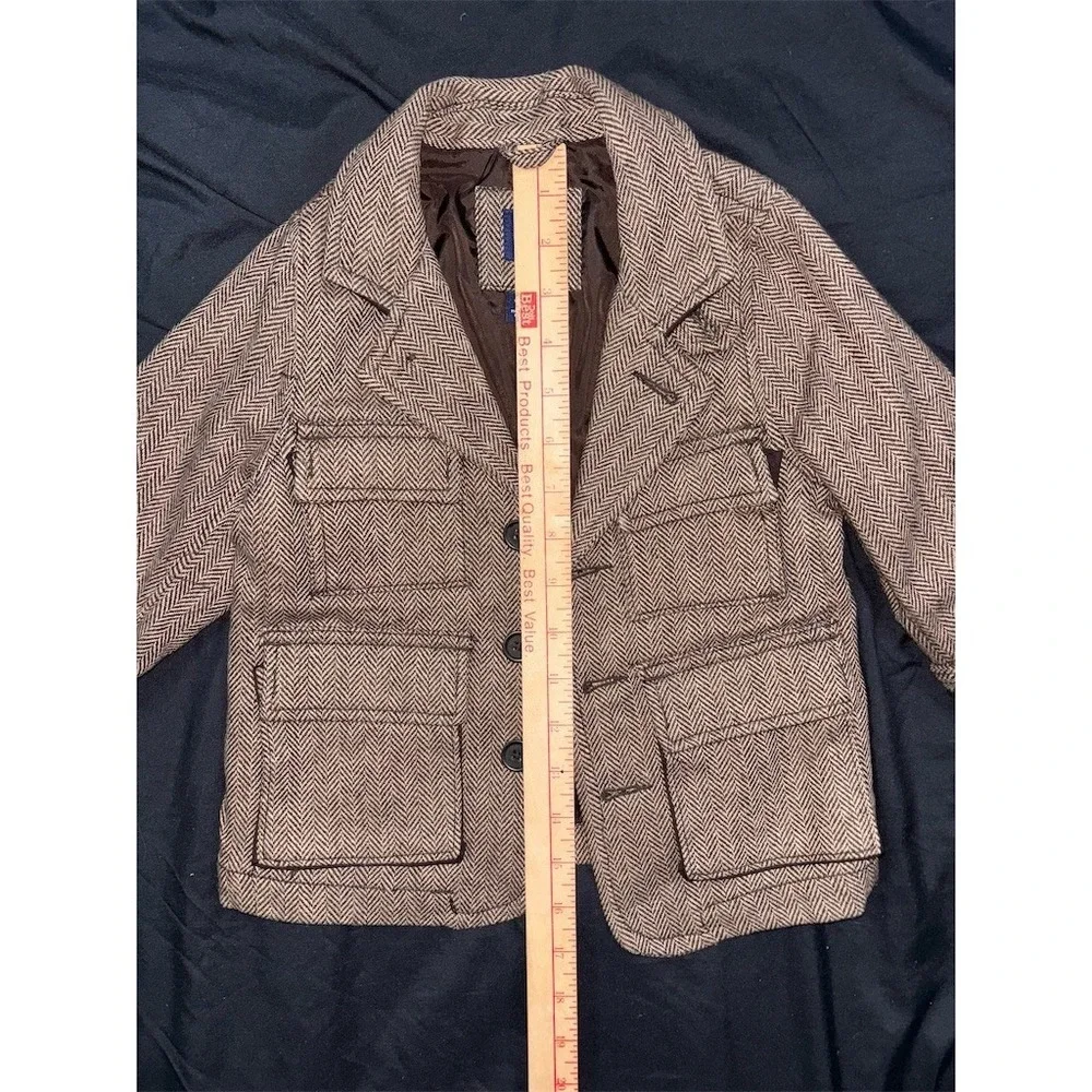 GAP babyGAP Toddler Blazer Jacket Boys 2T Brown Herringbone Lined Formal wool
